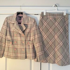 Norton McNaughton Wool-blend Plaid Skirt Set/ Suit in Pink and Brown